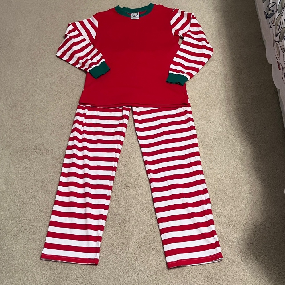 Blanks Boutique Small  Red /White Striped Cotton Pajama Set  holiday Christmas
